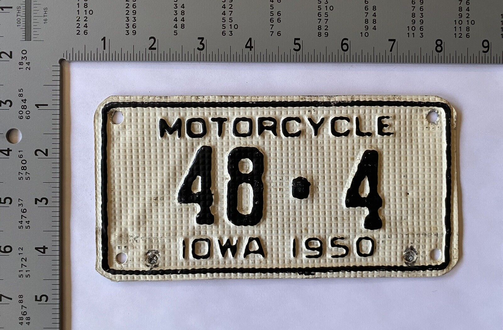 1950 Iowa MOTORCYCLE License Plate ALPCA Harley Davidson Indian Norton 48-4