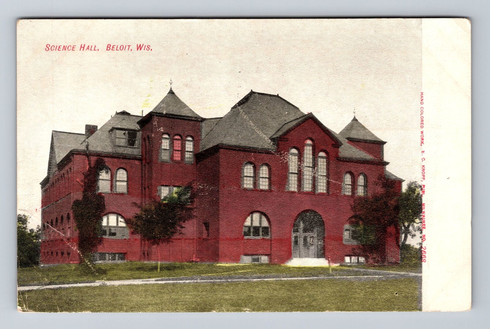 Beloit WI-Wisconsin, Science Hall, Antique, Vintage c1907 Postcard