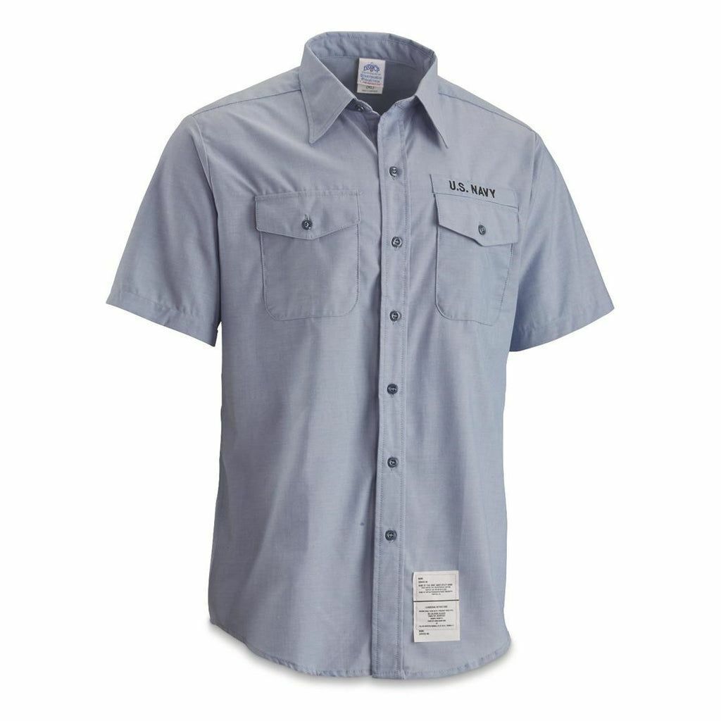 Brand New US Navy Short Sleeve Chambray Shirt Official Utility Work Shirt XL 