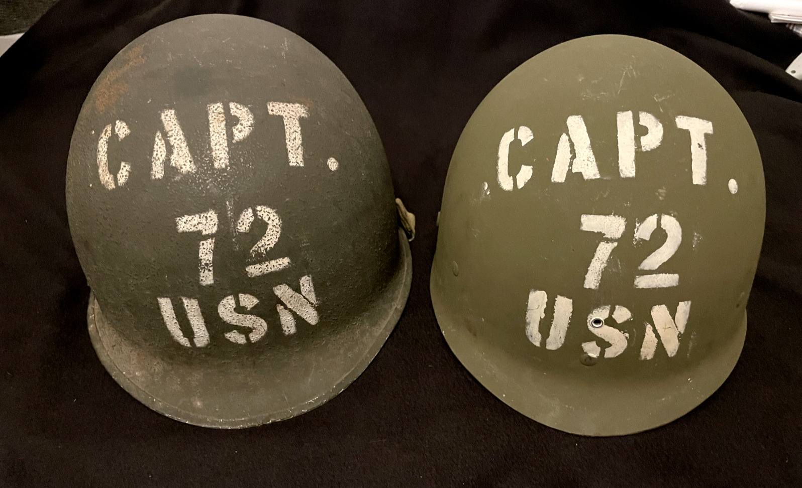 WWII USN Navy M1 Combat Helmet CAPT 72 USN WW2 LIBERTY SHIP