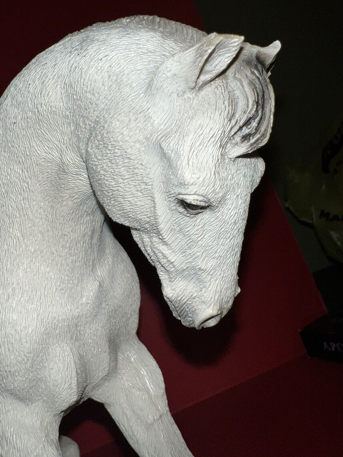 Vintage White Horse Sculpture Signed Very Heavy Small chip on Ear Read Descripti