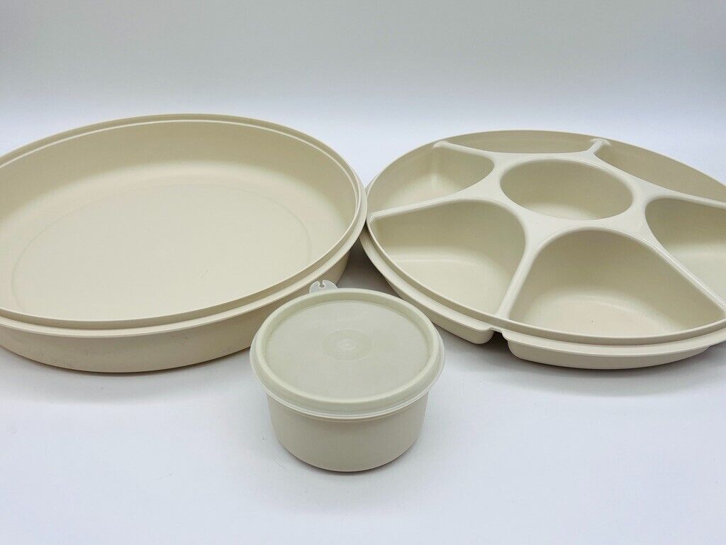 TUPPERWARE Serving Center 6-Part Divided Party Veggie Snack & Dip Tray 1665 1667