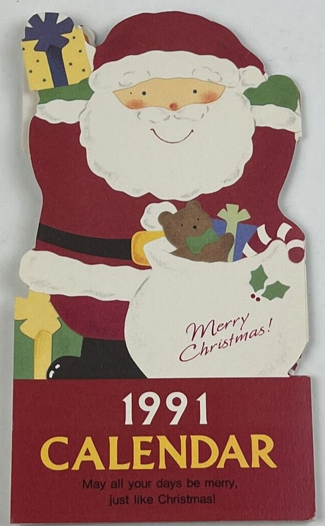 Vintage 1991 Christmas Calendar from Japan Hallmark Greeting Card Santa Claus