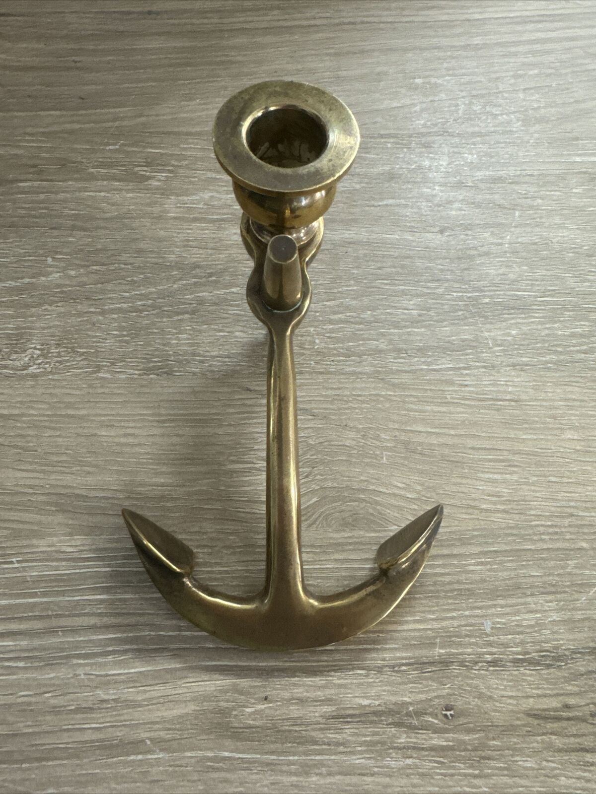 Vintage Solid Brass Ships Anchor Nautical Candlestick