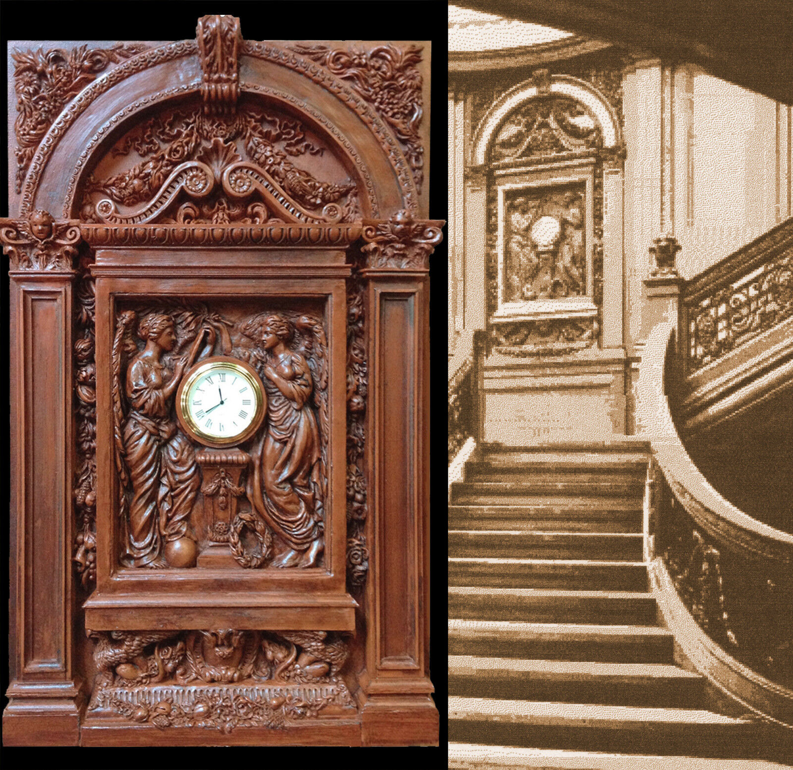 rms TITANIC Clock-White Star Line- with architectural surround