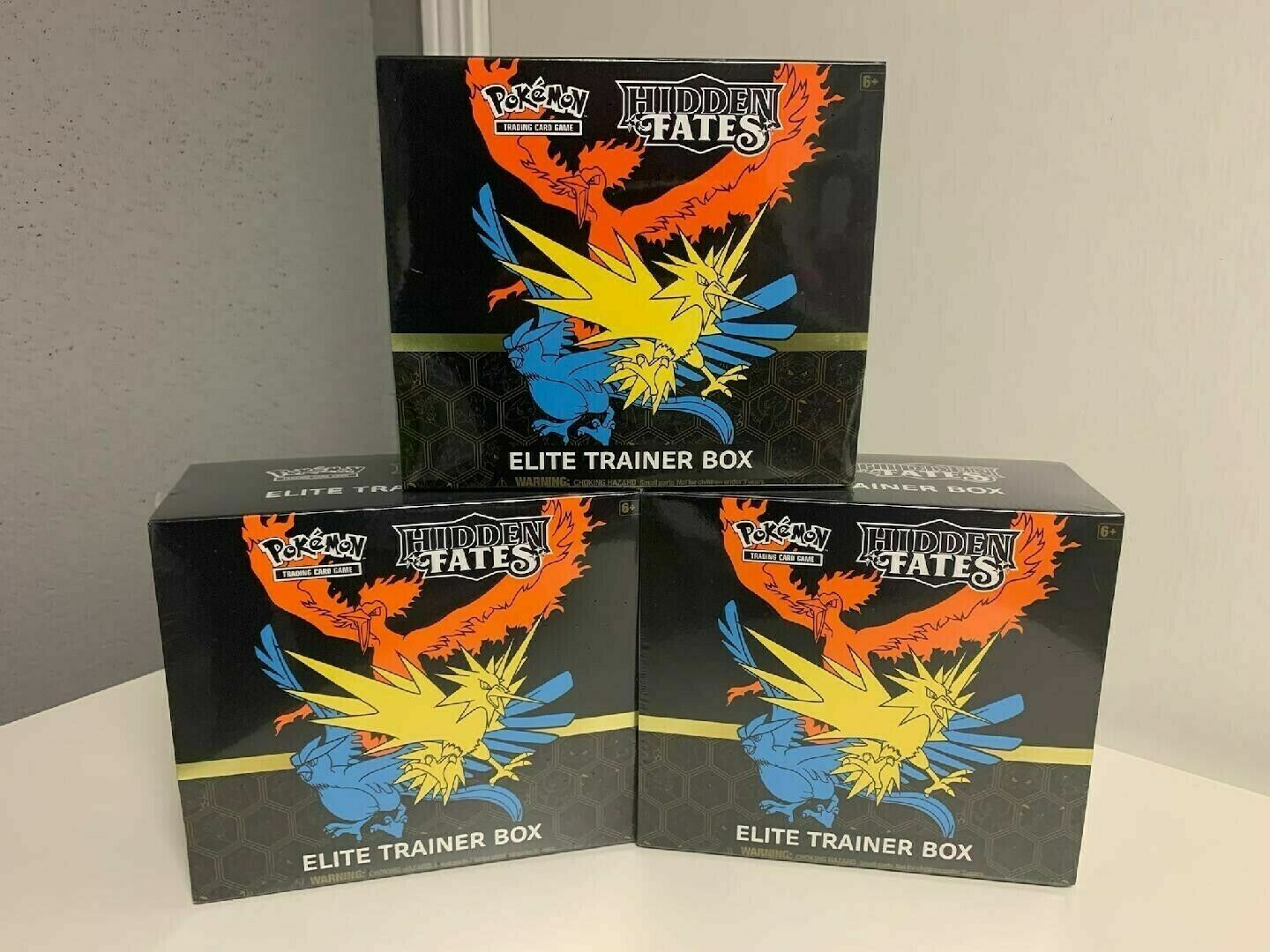 3x Pokémon TCG Hidden Fates Elite Trainer Box ETB - Brand New and Sealed