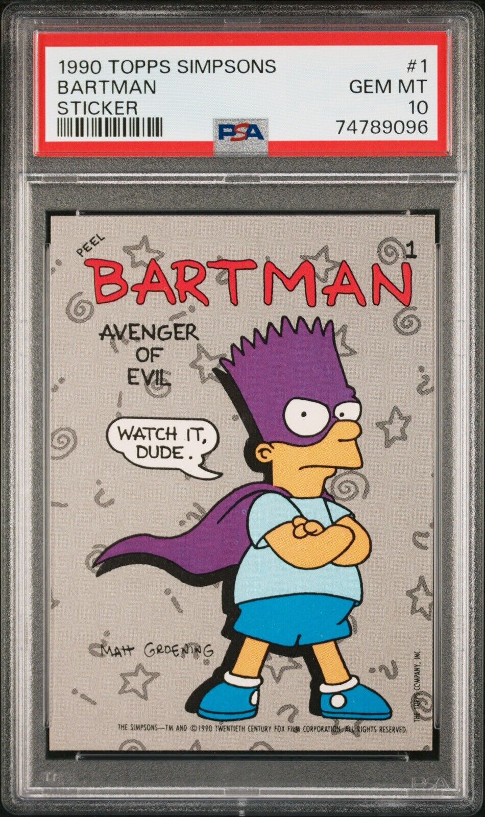 ❗️POP 2 ❗️Bart Simpson #1 Rookie Card Bartman 1990 Topps Simpsons TCG