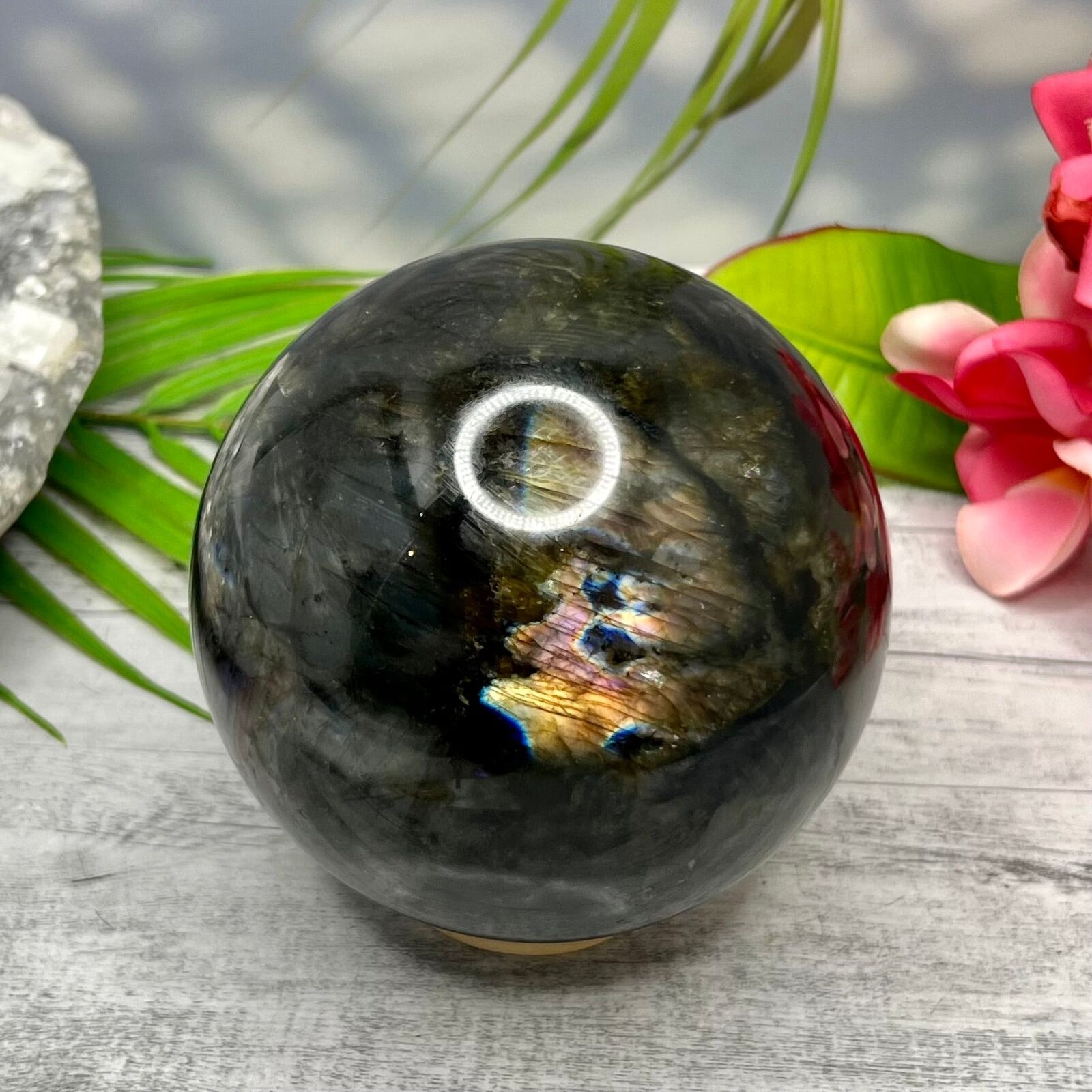 Large Crystal Sphere Labradorite 1895g Natural Ball Reiki Healing Flash Gemstone