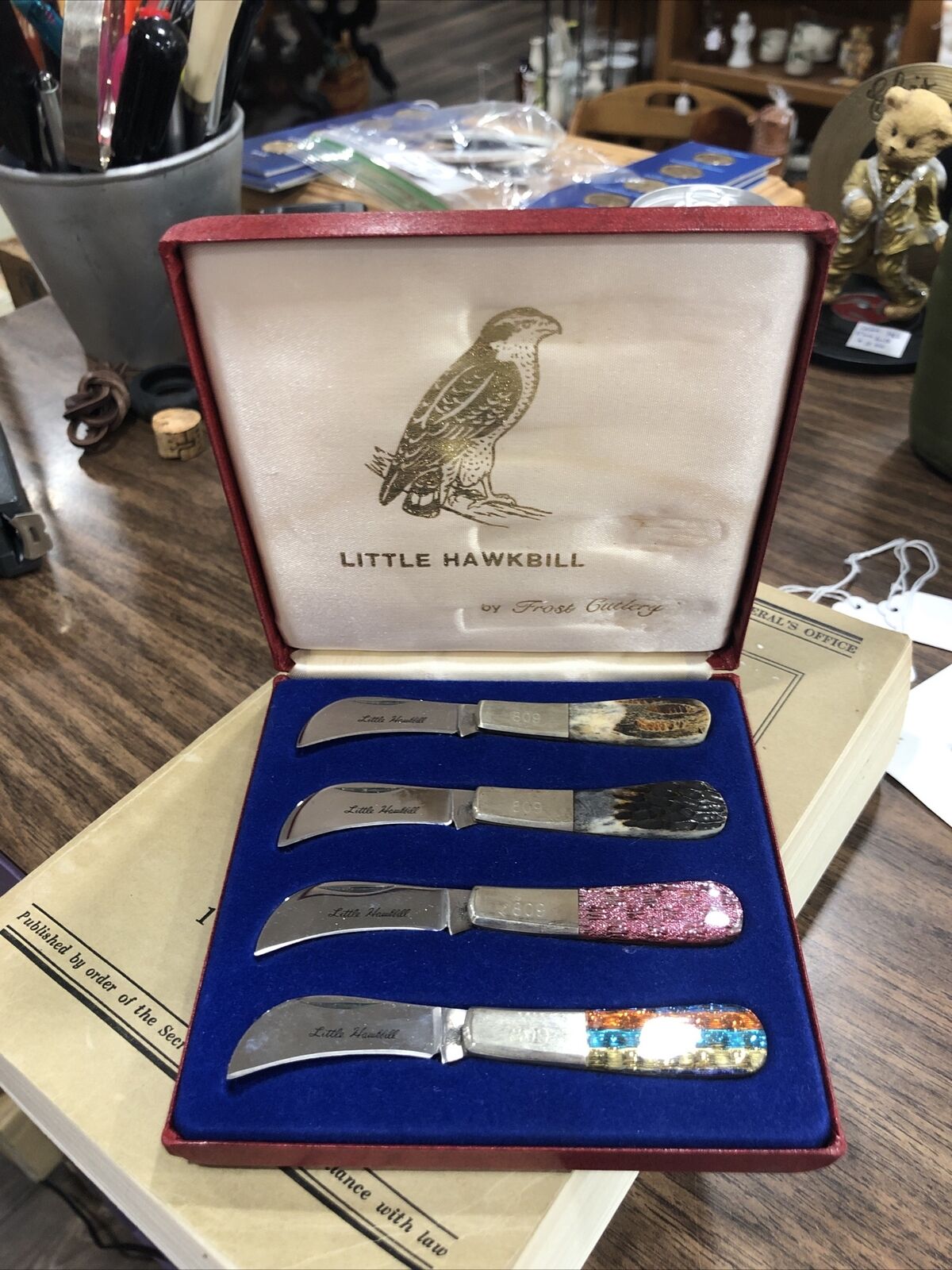VTG Frost Cutlery Set Of 4 Little Hawksbill Pocket Knife Set Japan Mint Cond.