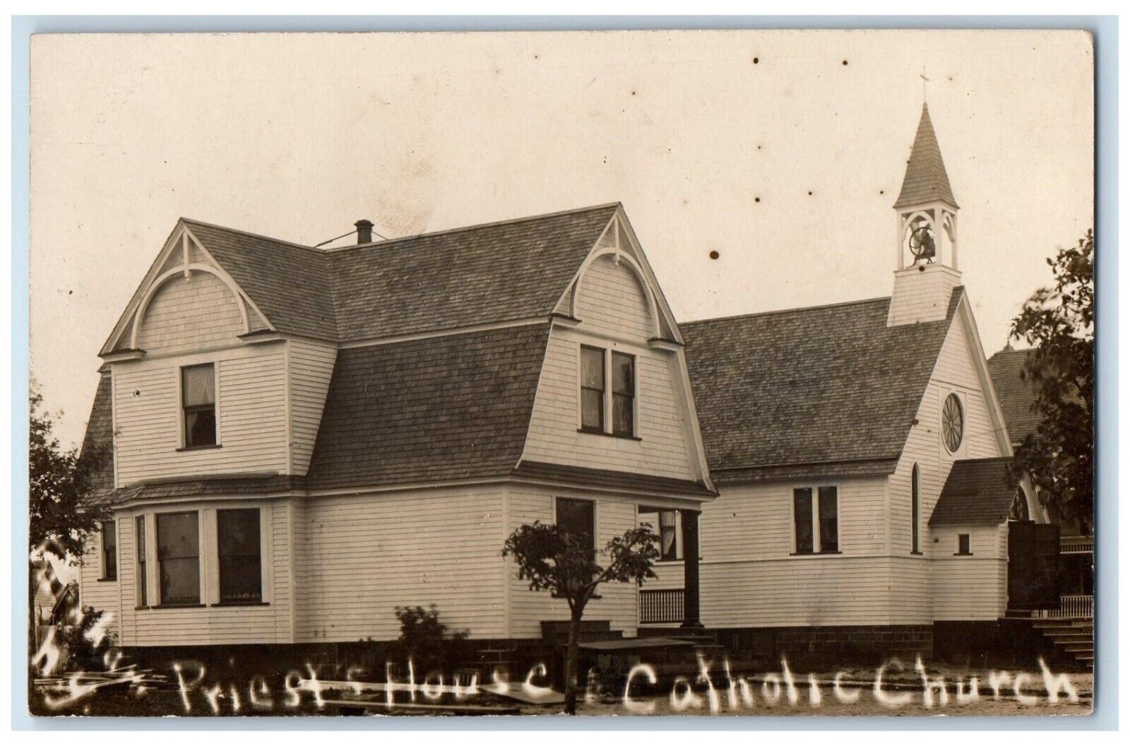1910 Priest House Catholic Church Eden New York NY RPPC Photo Antique Postcard