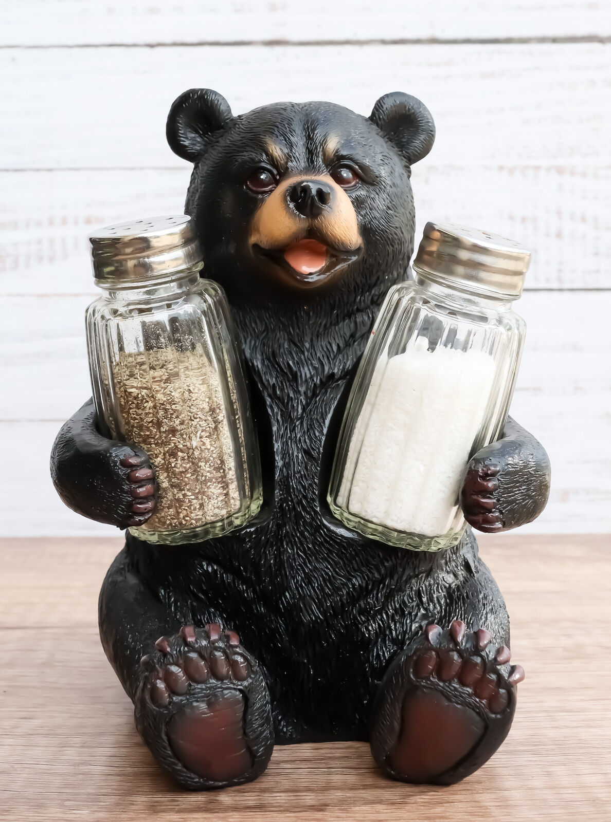 Black Bear Bearly Seasoned Salt & Pepper Shakers Kitchen Decoration Figurine