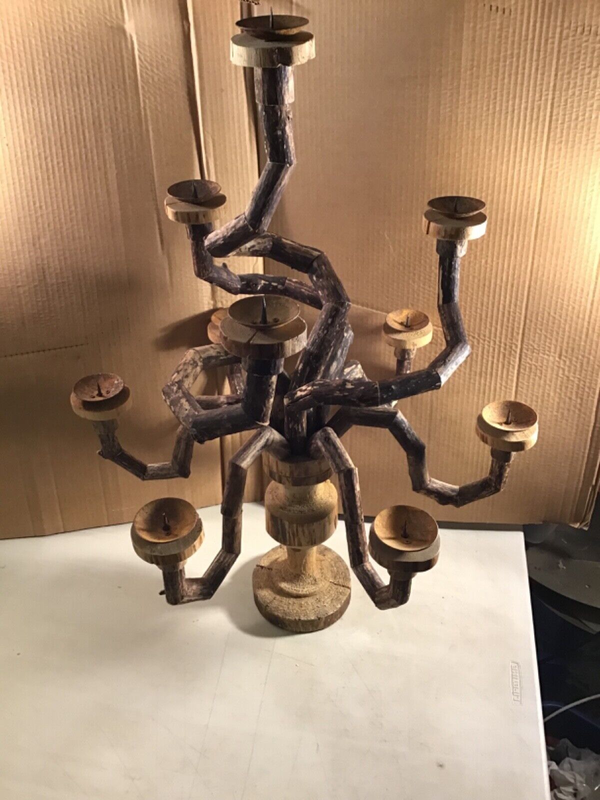 Rare Carved Wood 32” x 24” CANDELABRA Beautiful 10 Candle Capacity