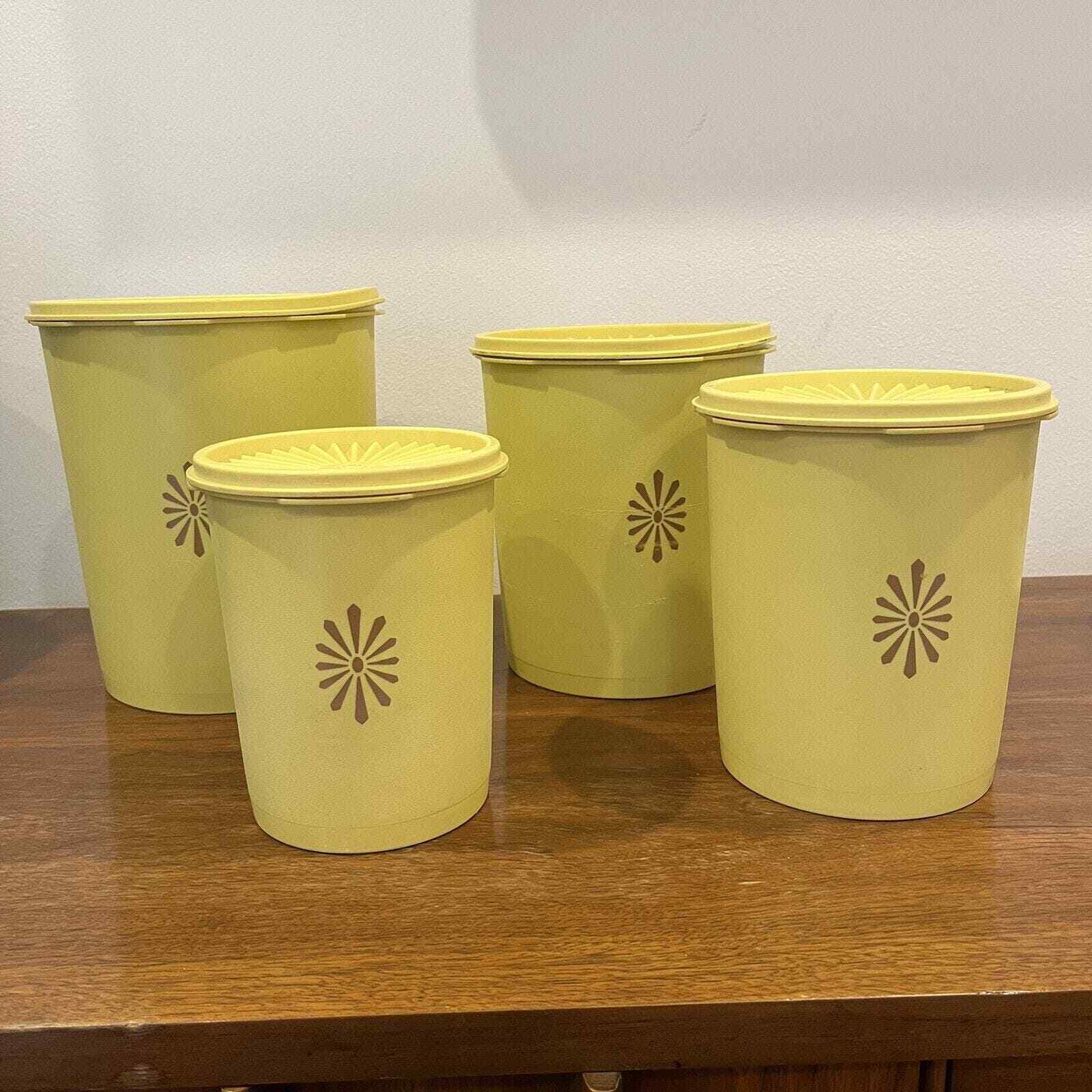 Tupperware Servalier Nesting Canister Set Yellow Set of 4 With Lids