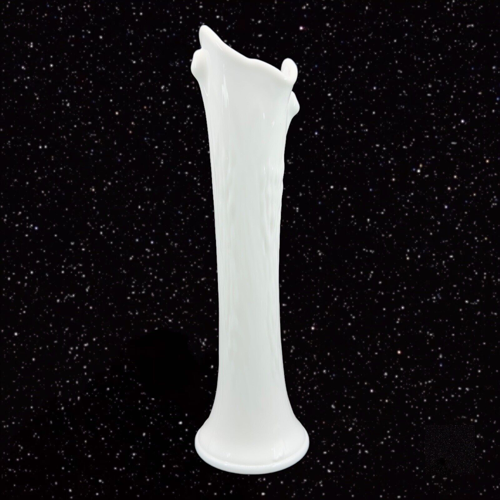 1960s Imperial Glass Milkglass Tree Trunk Vase Milk Glass White Swung Textured
