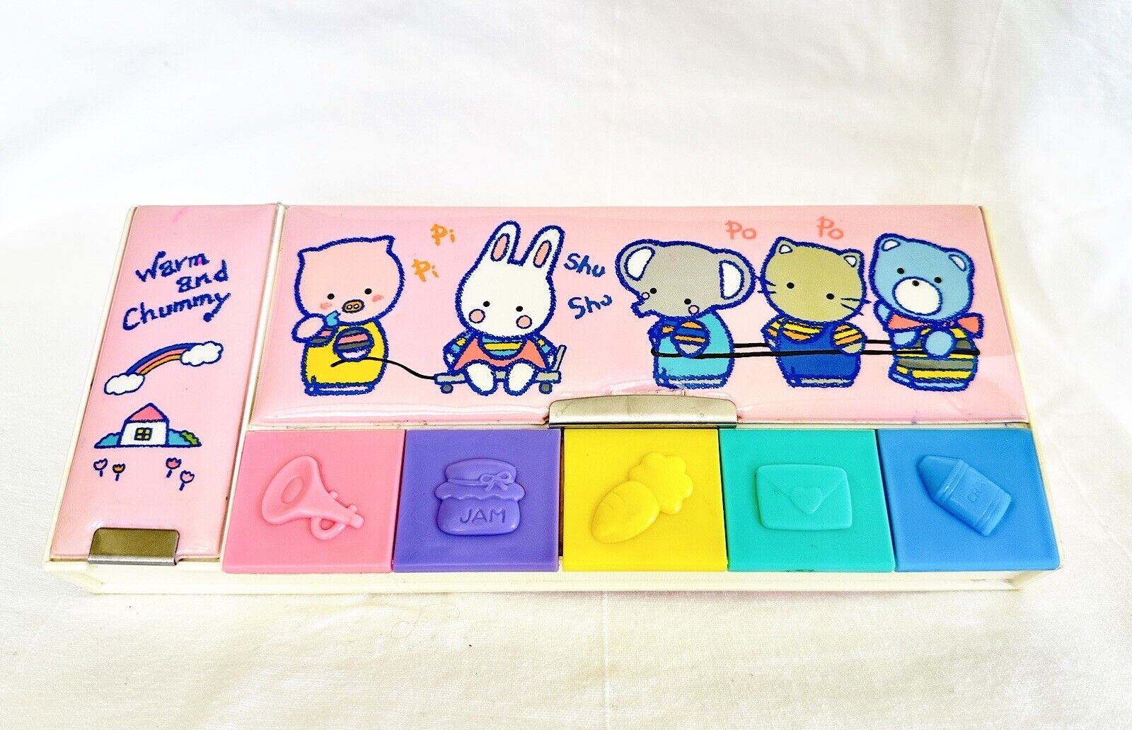 Vintage 1984 Sanrio Cheery Chum Pencil Case Two-Sided Made In Japan Rare