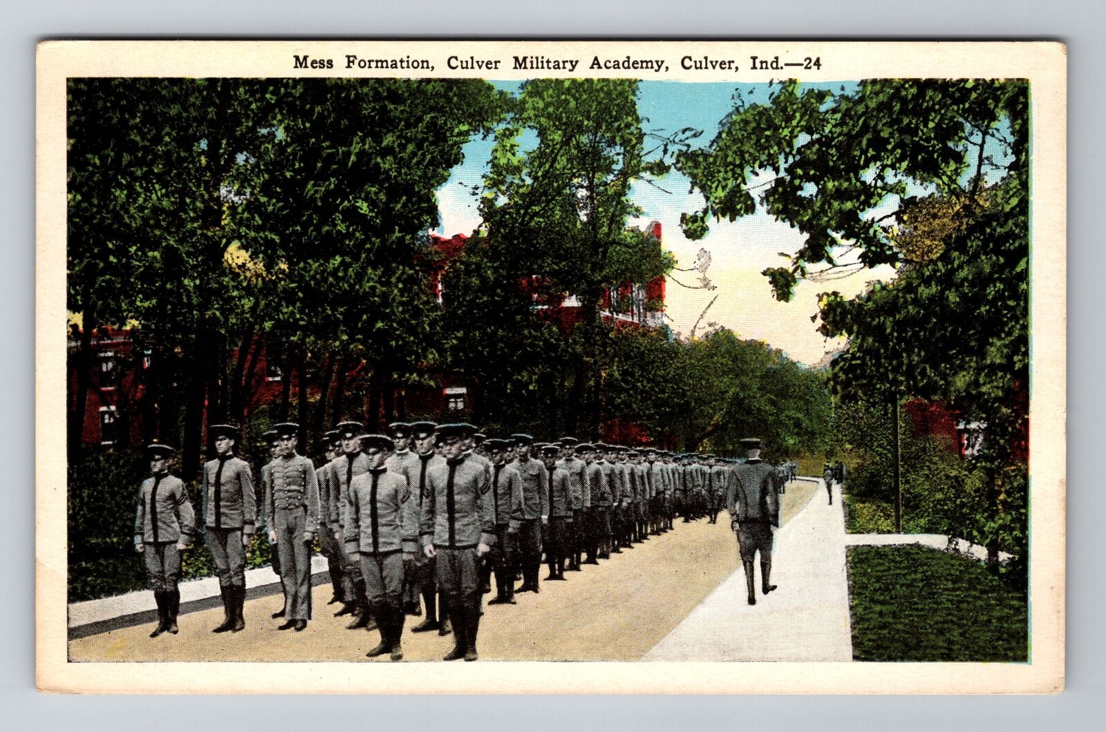 Culver, IN-Indiana, Mess Formation at Military Academy c1920, Vintage Postcard