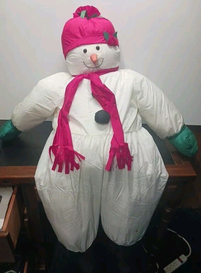 Vintage Giant Jumbo Snowman Christmas Puffy Plush 44 Inch Nylon Parachute...