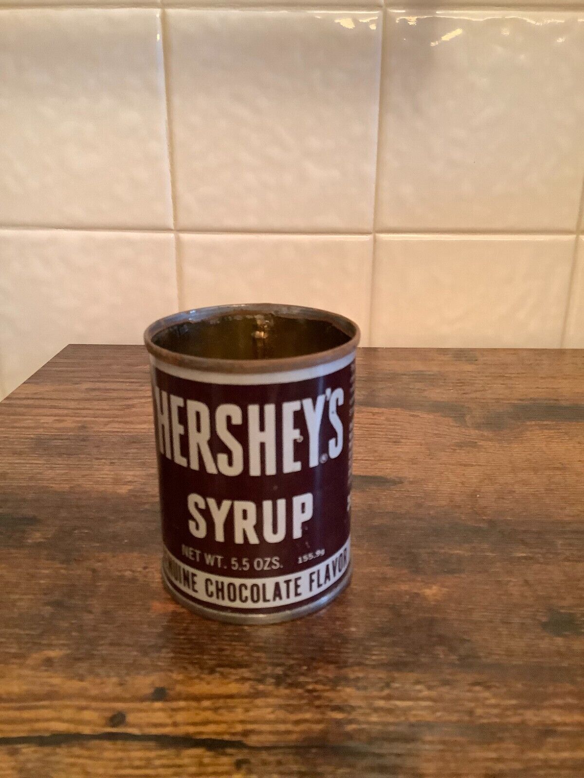 Vintage Hershey Syrup small tin 5.5 Oz Chocolate Metal Can  USA