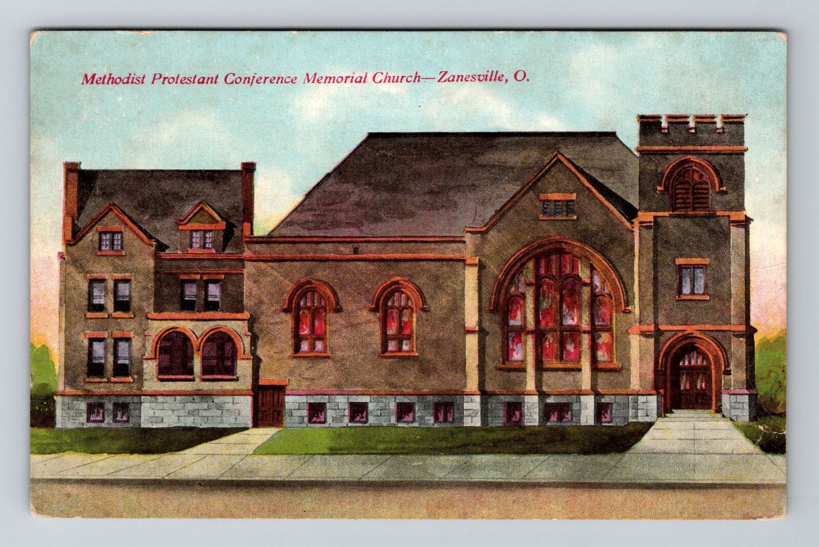 Zanesville OH-Ohio, Methodist Protestant Conference Mem Church Vintage Postcard