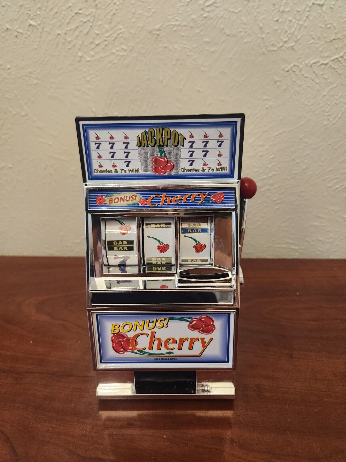 Trademark Poker Cherry Bonus Slot Machine Bank with Spinning Reels