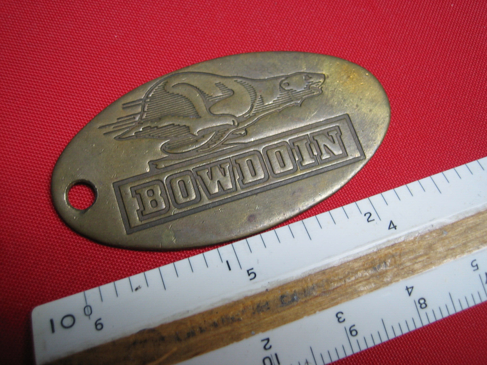 BOWDOIN College Polar Bear Brass Tag Key Fob