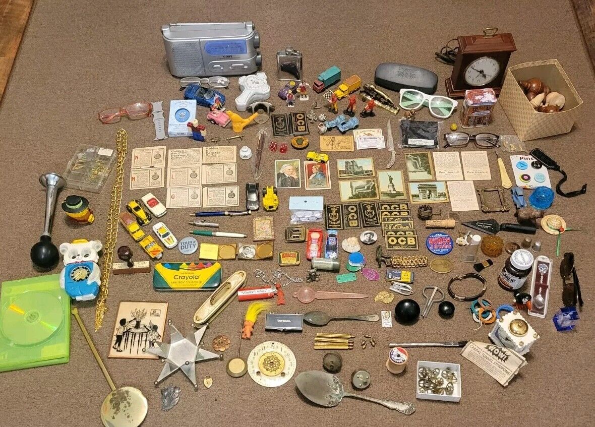 Junk Drawer Lot Vintage-Now Trinkets Treasures Collectibles Over 100 Pcs 