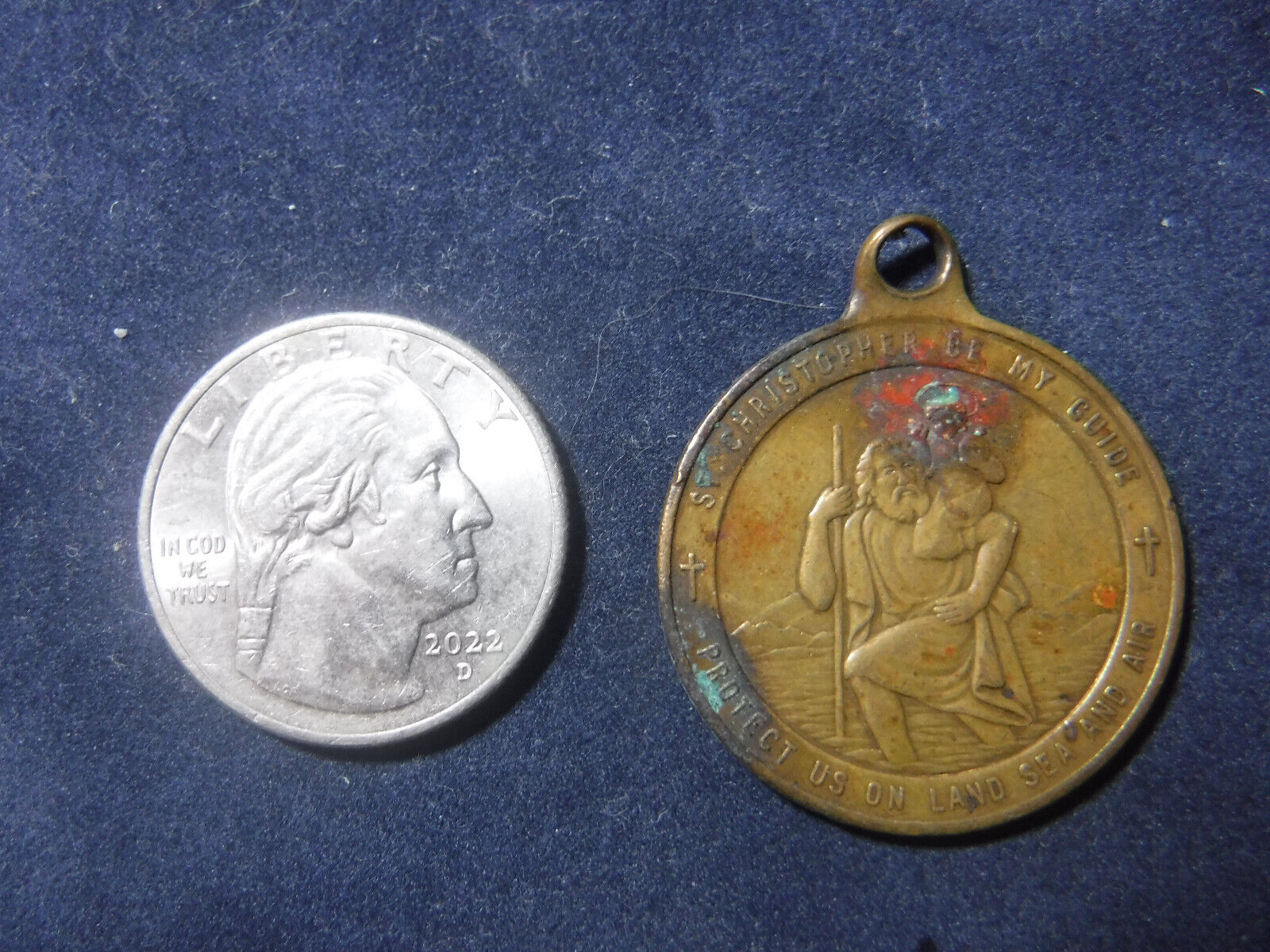 Vintage St Christopher Medal, Land Sea and Air