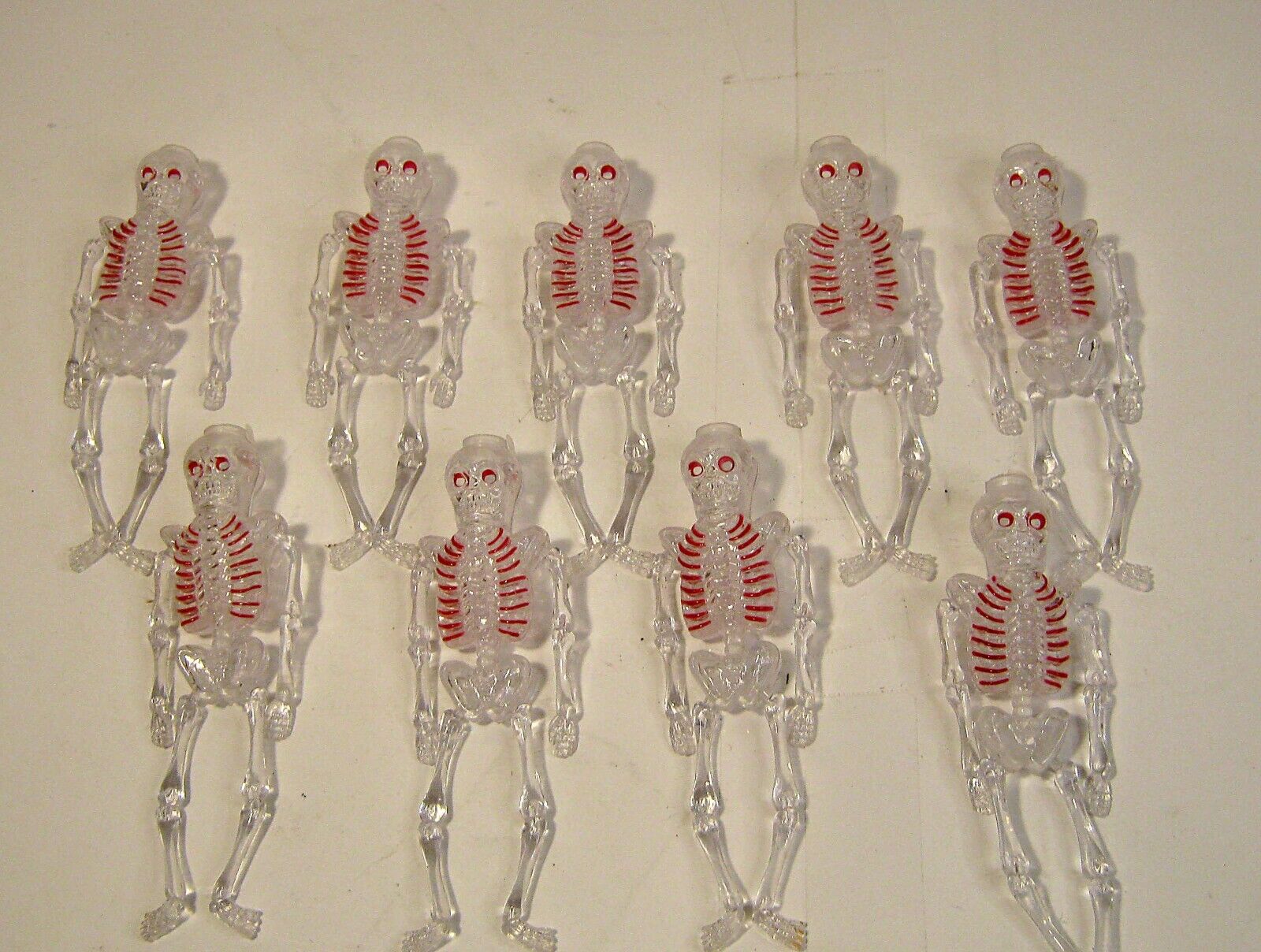 Vintage Lot of 9 Plastic Skeleton String Light Bulb Covers Halloween