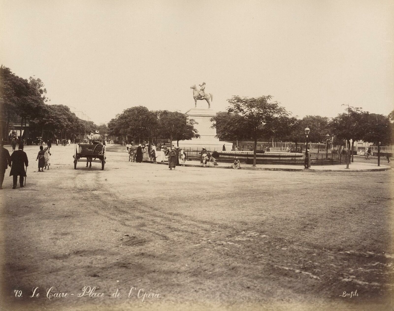 c. 1880\'s Opera Square Cairo, Egypt Albumen Photo by Félix Adrien Bonfils