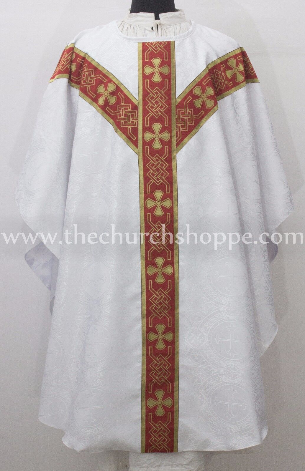WHITE Gothic vestment and  stole set Gothic chasuble casula casel