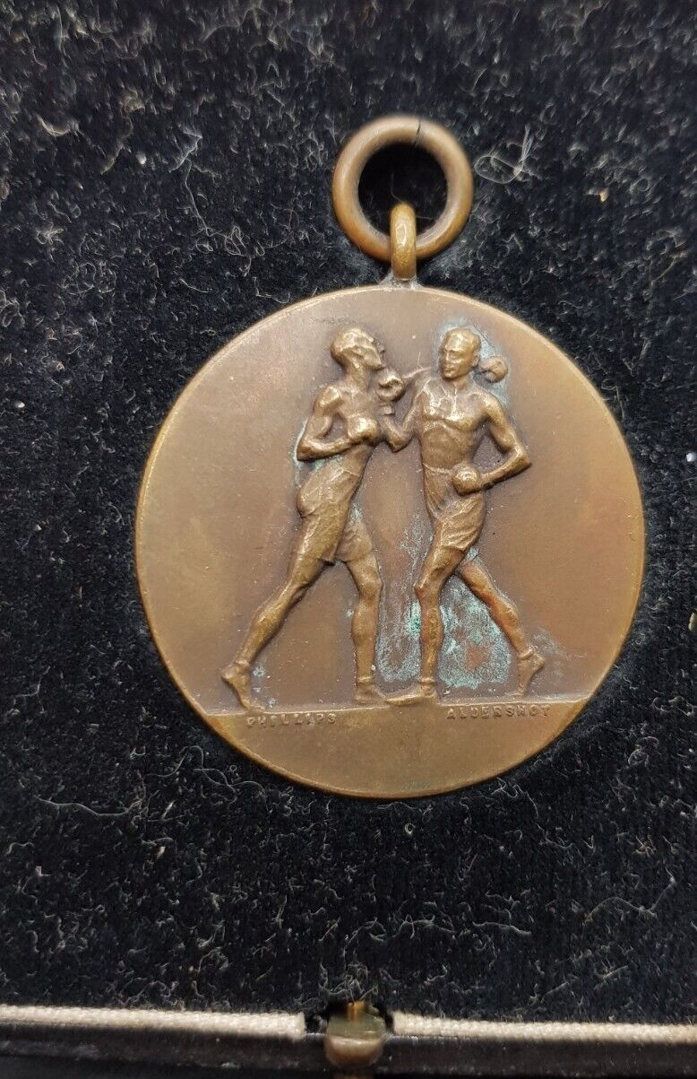Old 1930s Military Boxing Fighting Phillips Aldershot Medal Boxed - Not Issued.