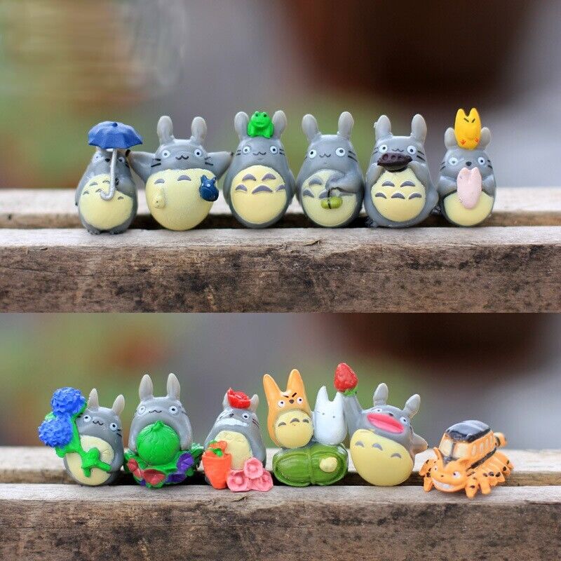 12Pcs Totoro Cat Bus 3CM Decoration Micro Landscape Action Figure Doll Toy