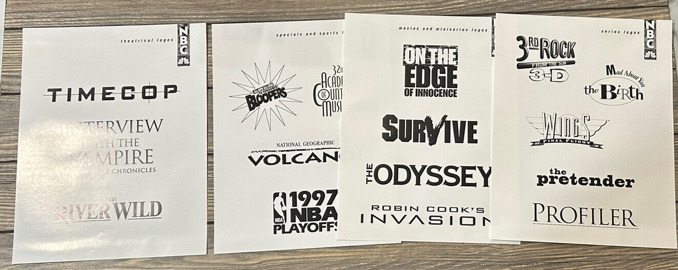 Vintage NBC Series Logos Movies and Miniseries Logos Paper Pages