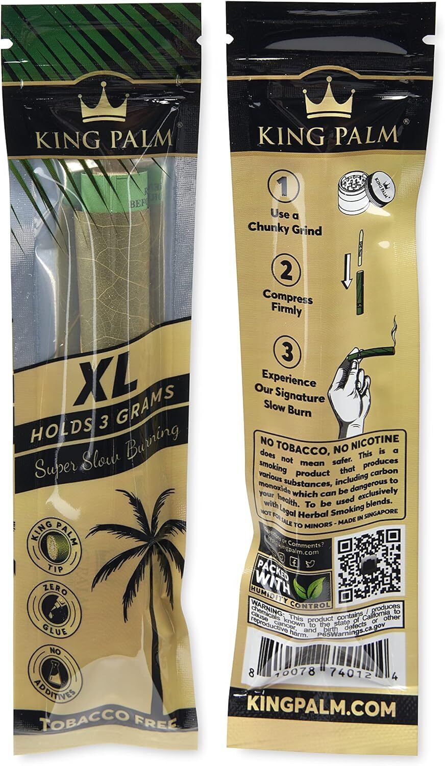 King Palm | XL Size | Natural | Organic Prerolled Palm Leafs | 1 Roll Total