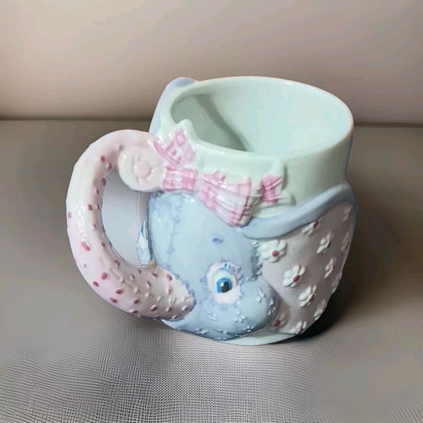 Vintage FTD Elephant 1995 Ceramic Coffee Mug Pink and Purple 
