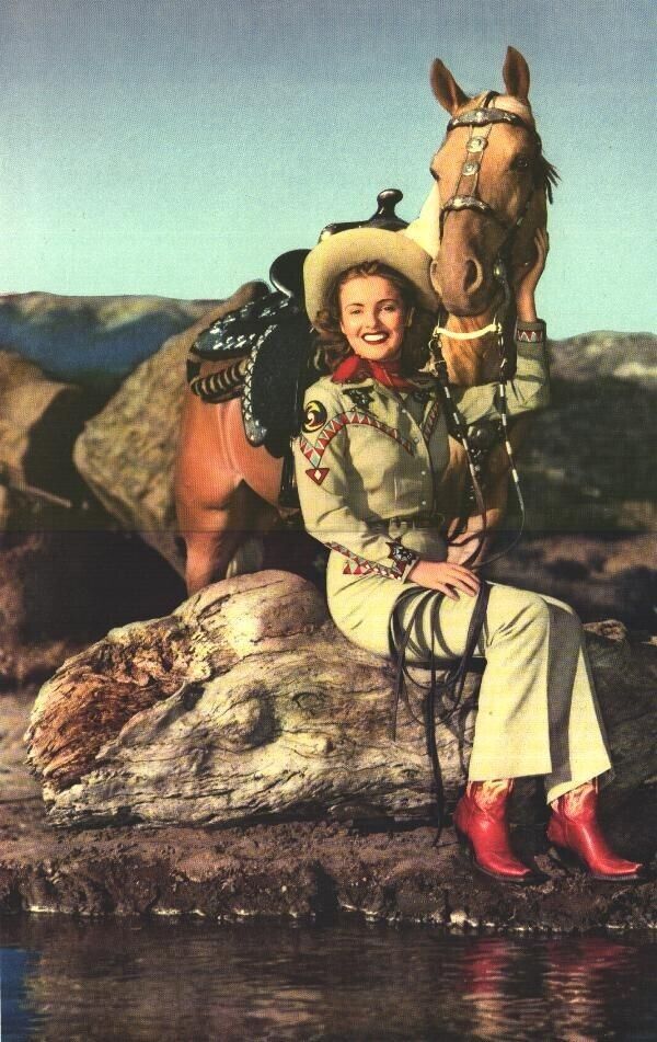 A Cowgirl and her Horse Possing  vintage 8 x 10  photo