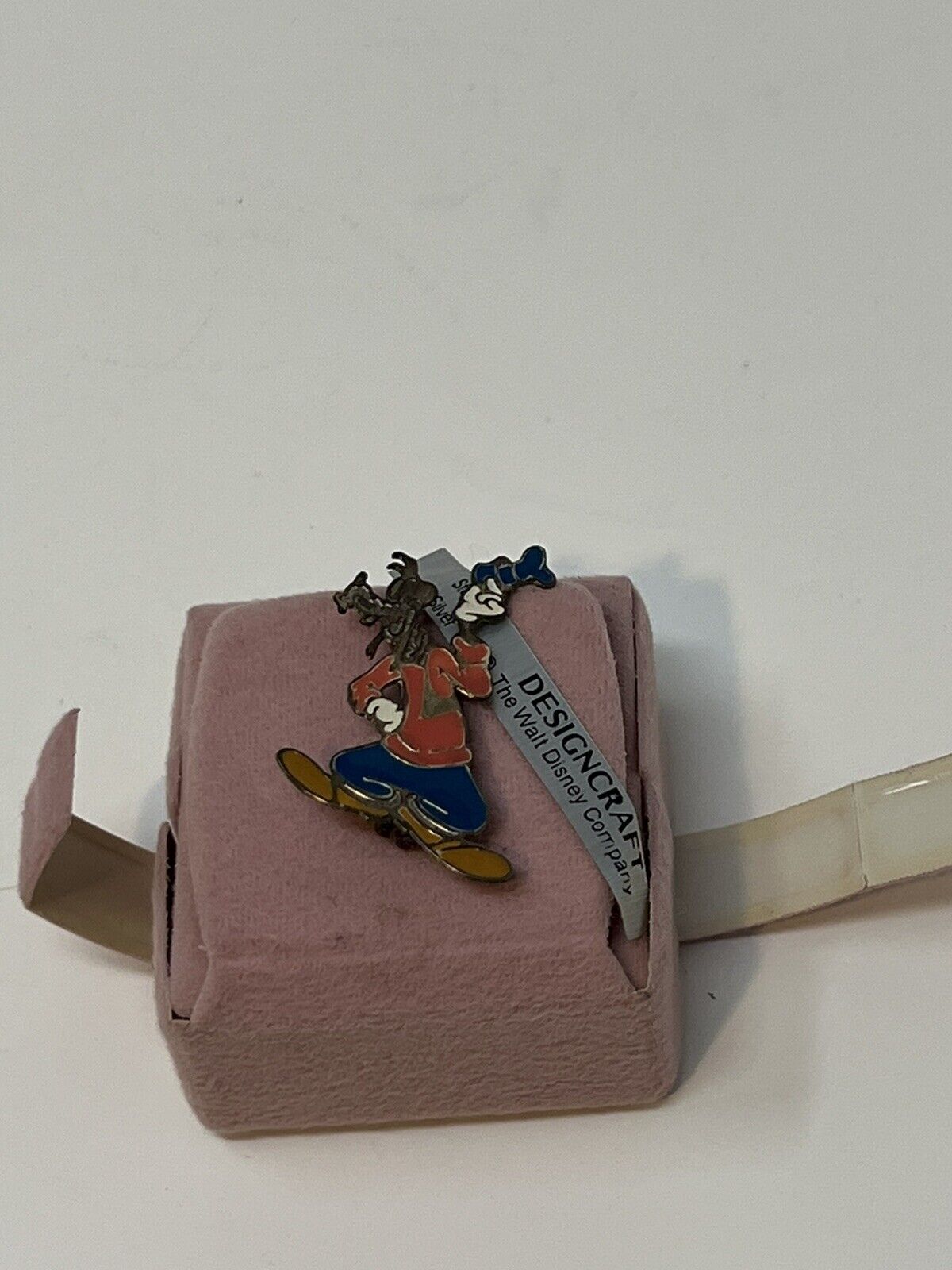 Disney Sterling Silver Enamel Goofy Pin in Original Box Designcraft Vintage