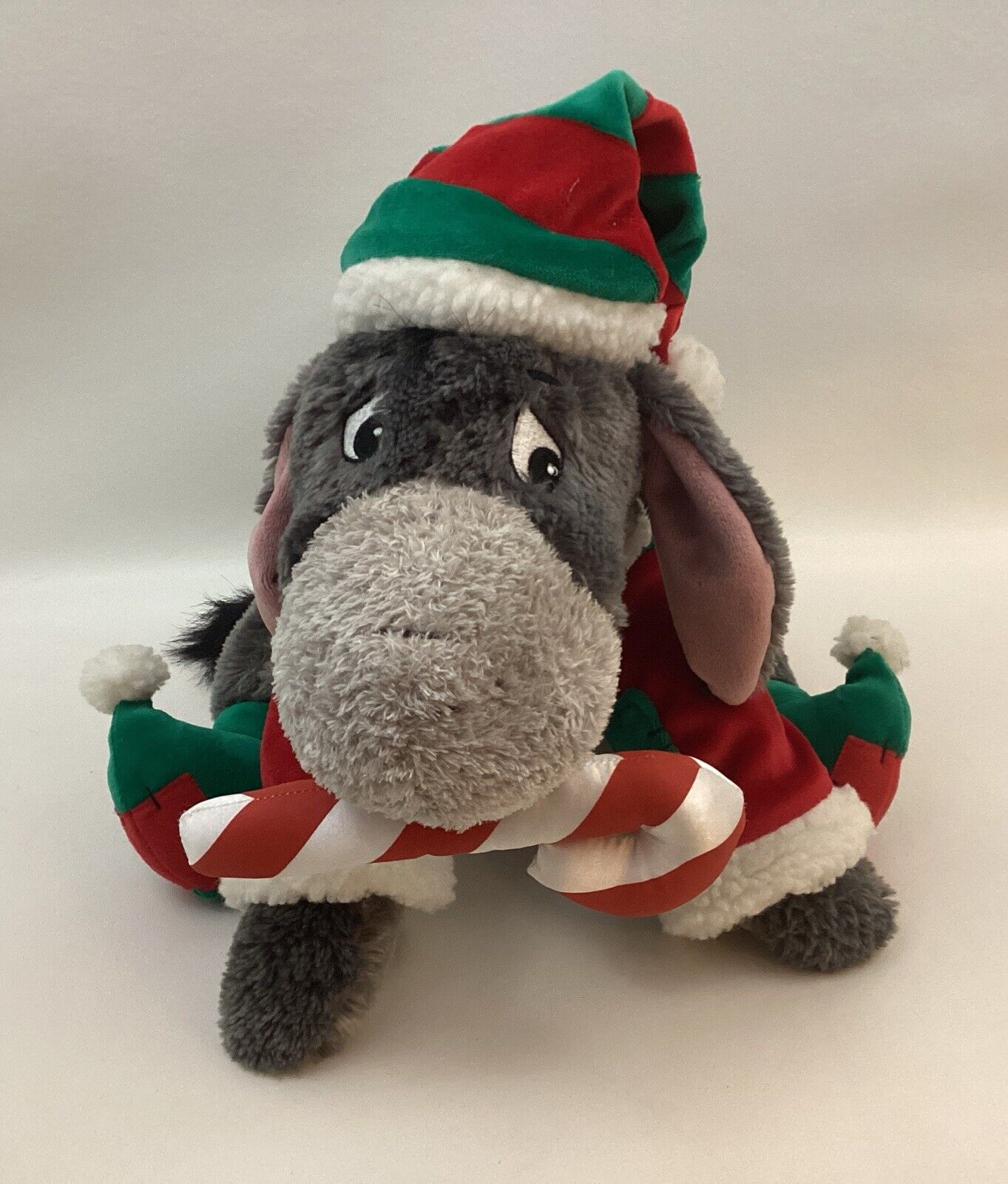 Walt Disney World Plush Elf Eeyore Candy Cane Christmas Holiday Santa's #1 W/Tag