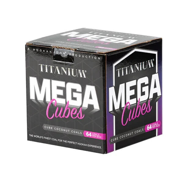 HOOKAHJOHN Titanium MEGA Cubes Natural Hookah Coals - MEGA Cubes- 64ct
