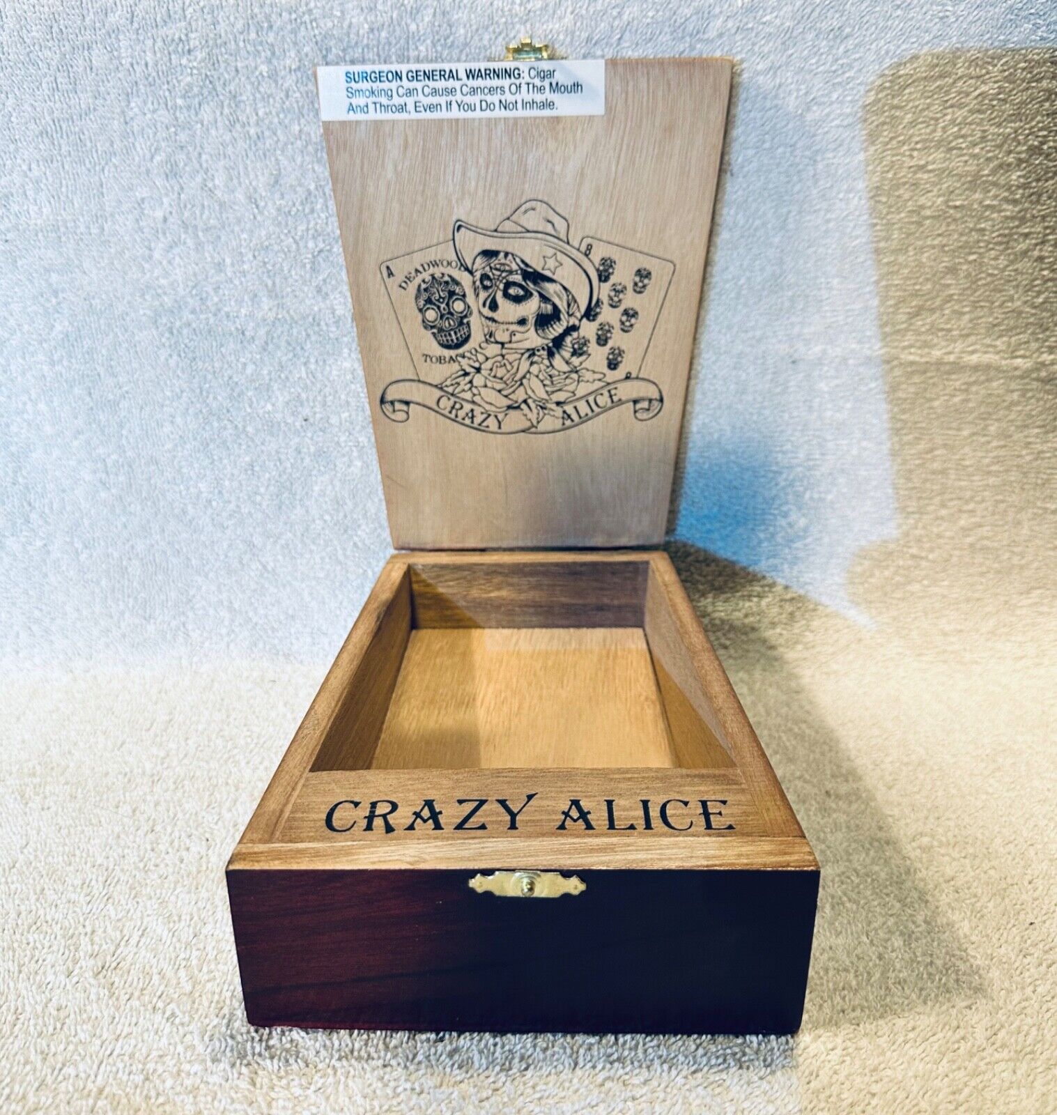 Vintage Deadwood Crazy Alice Cigar Box