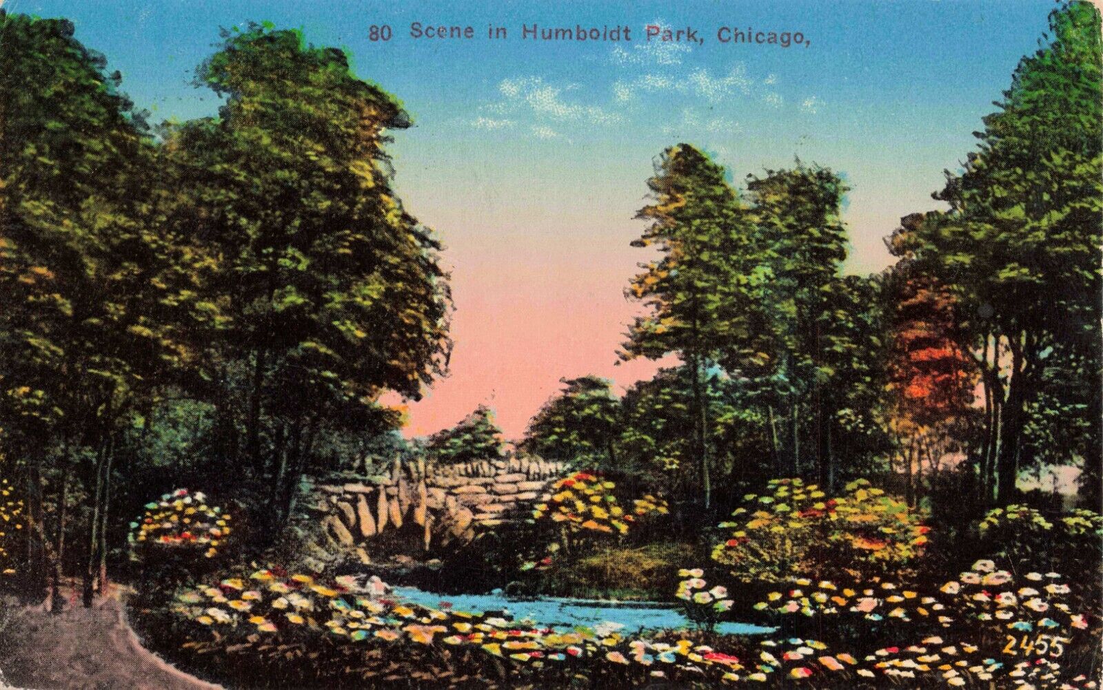 Rare Scene in Humboldt Park, Chicago IL Vintage PC Posted 1916