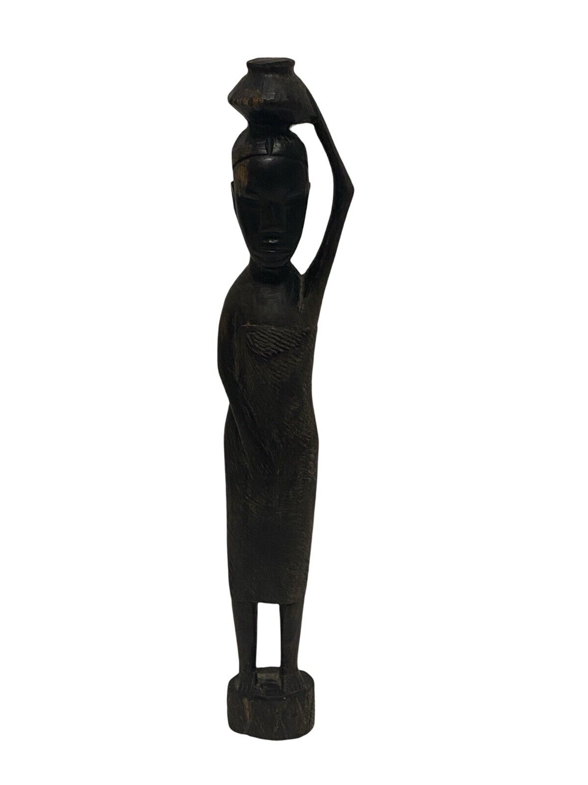 Vintage Besmo Woman Hand Carved Kenya Tribal Ebony Wood Sculpture 14”