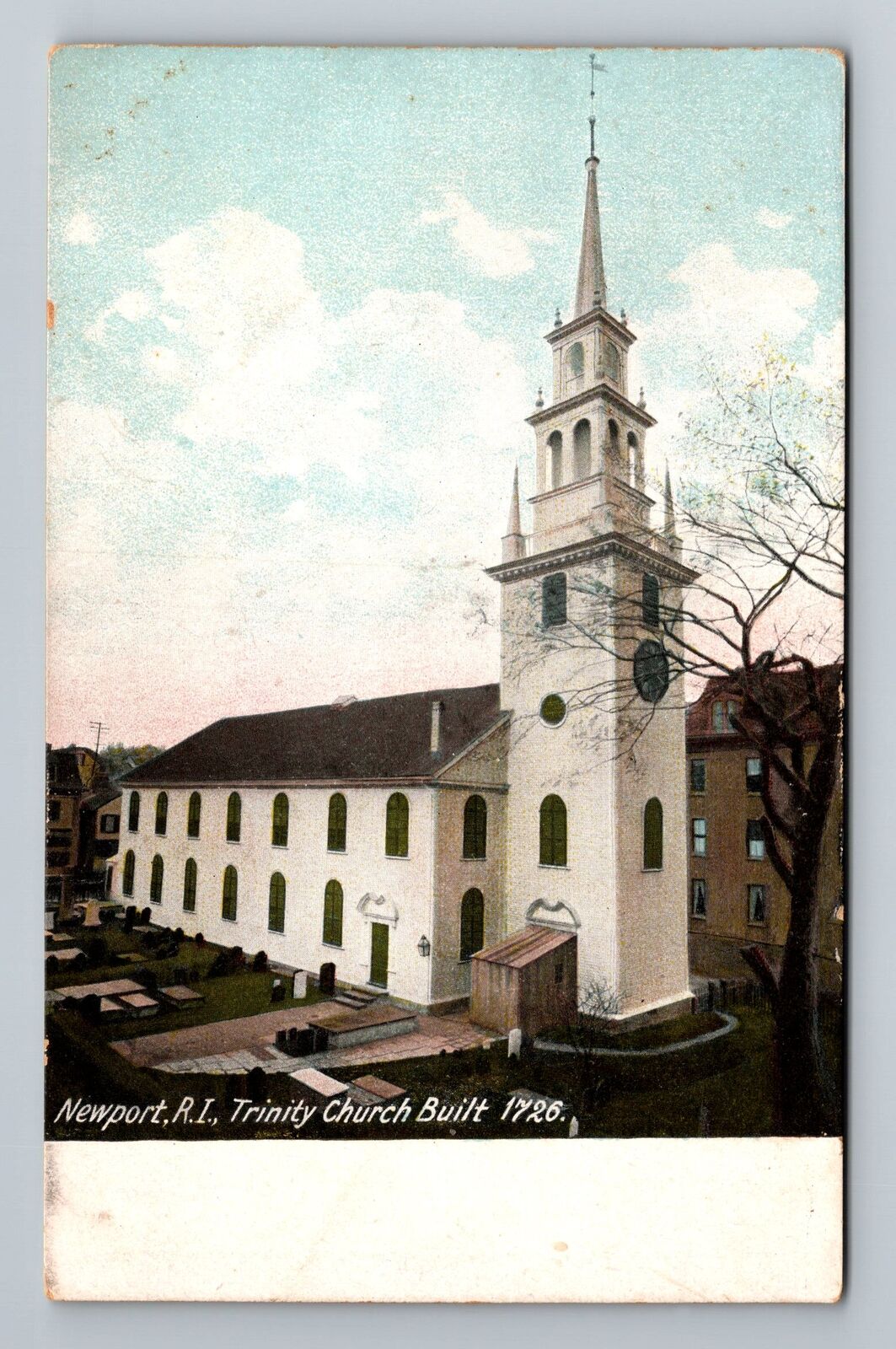 Newport RI-Rhode Island, Trinity Church, Exterior, Vintage Postcard