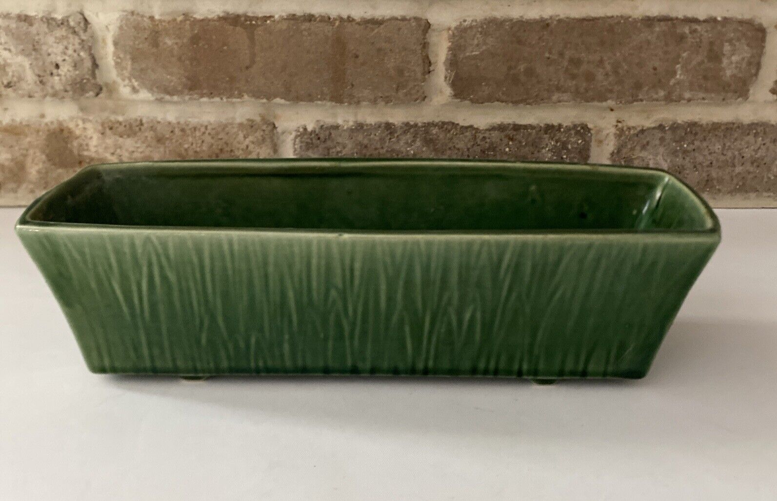 McCoy Pottery Vintage Green Oblong Textured Ceramic Planter Rectangular USA