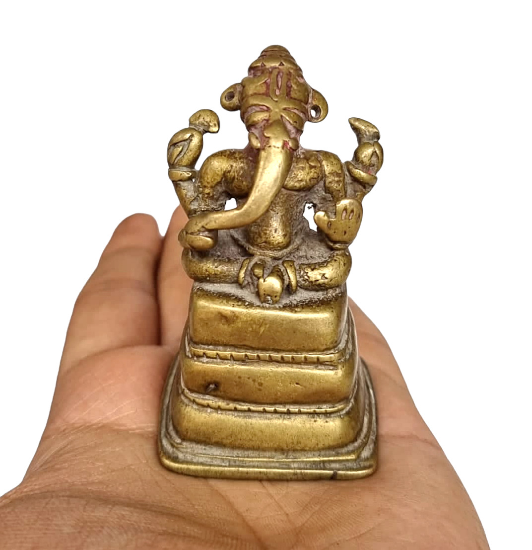 1800\'s Old Vintage Antique Brass Hand Crafted Rare God Ganesha Statue / Figure