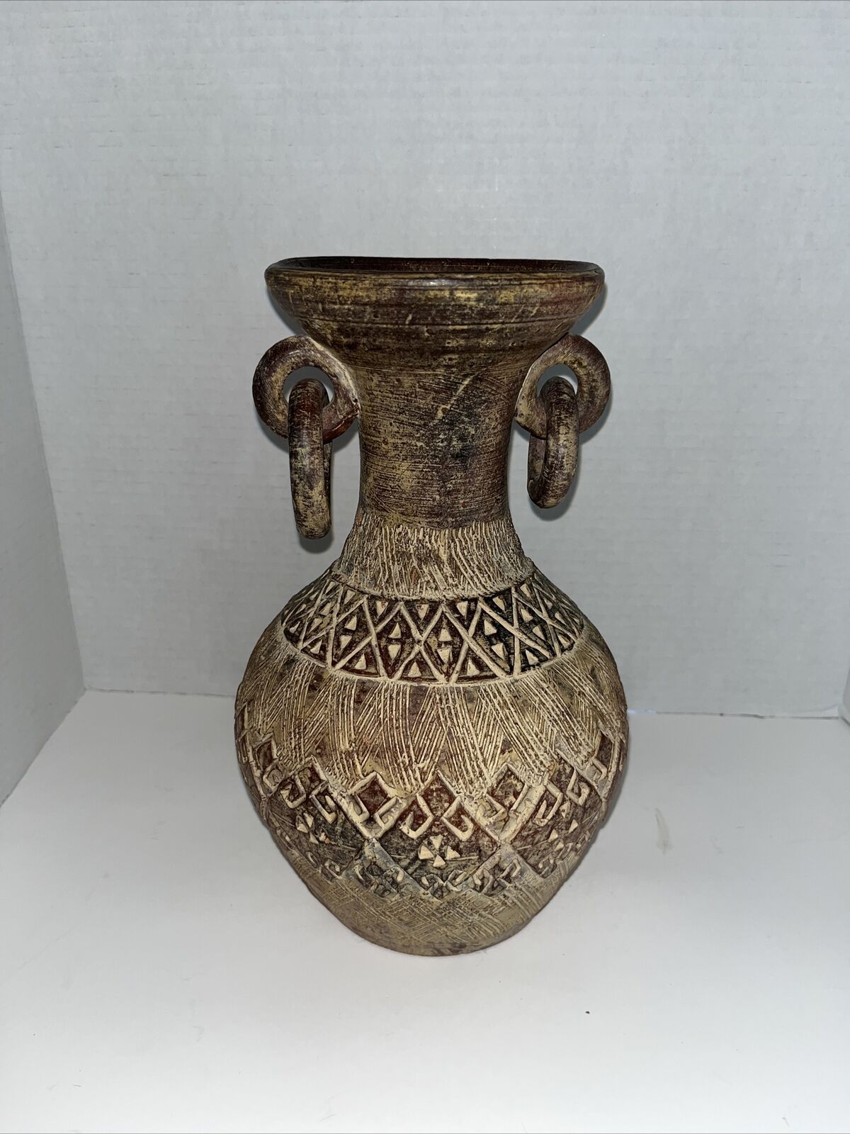Mid 20th Century Latin American Clay Vase With Rings Handles