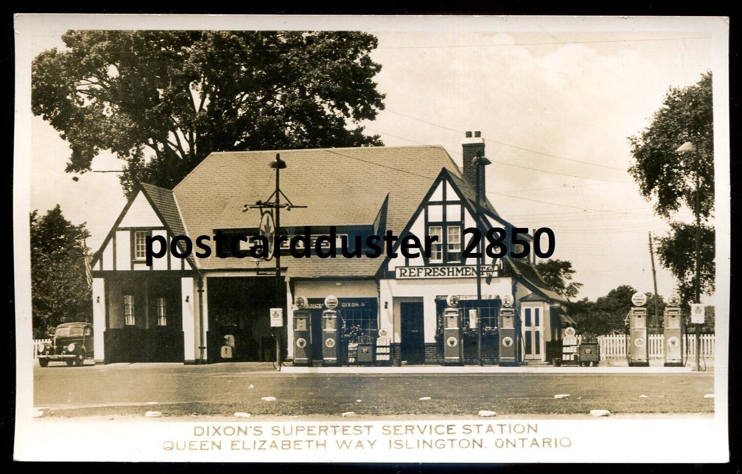 ISLINGTON Ontario 1940s TORONTO Dixons Gas Station. Real Photo Postcard