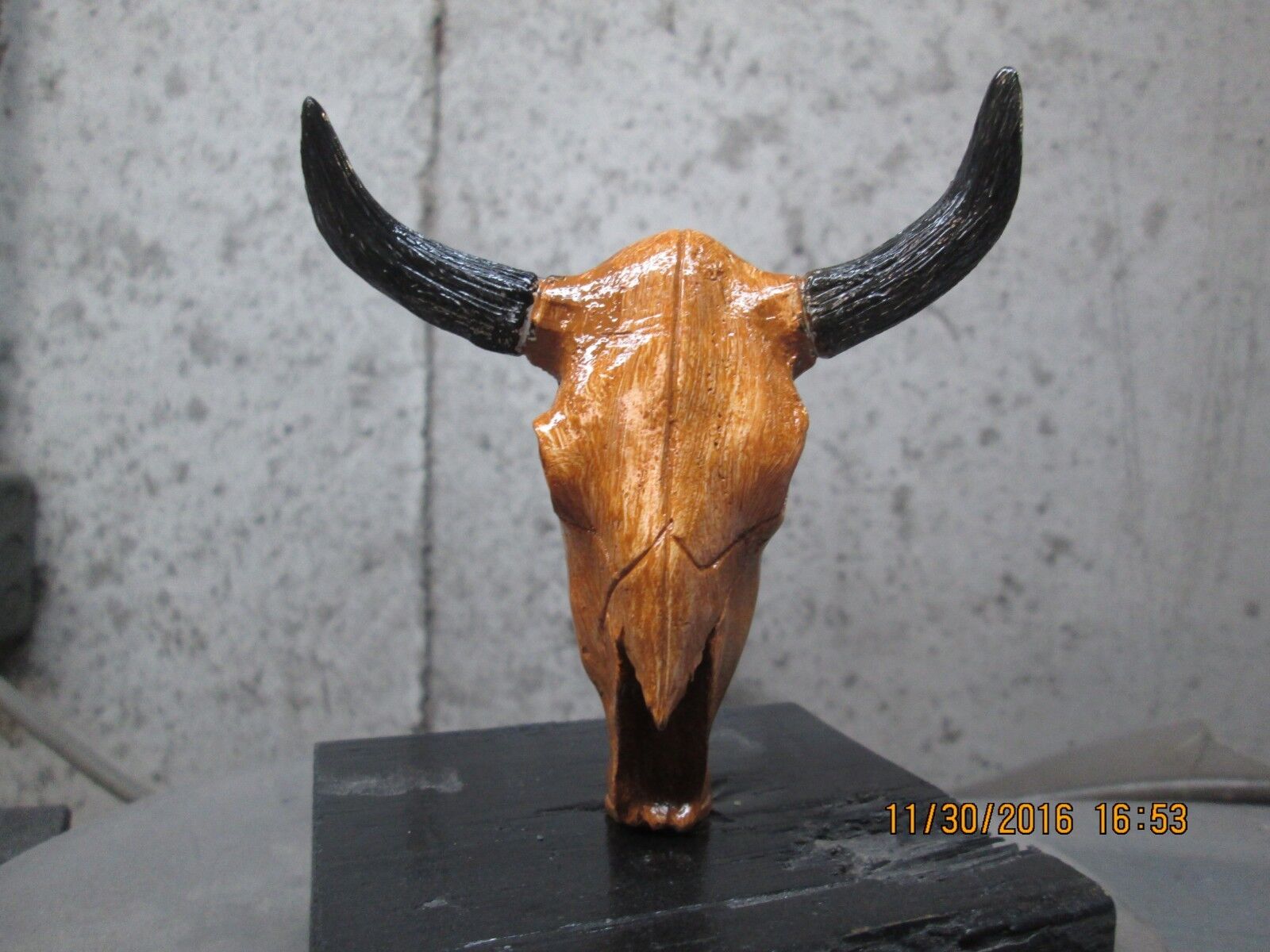  texas longhorn skull  hand painted  ratrod hotrod car hood ornament 