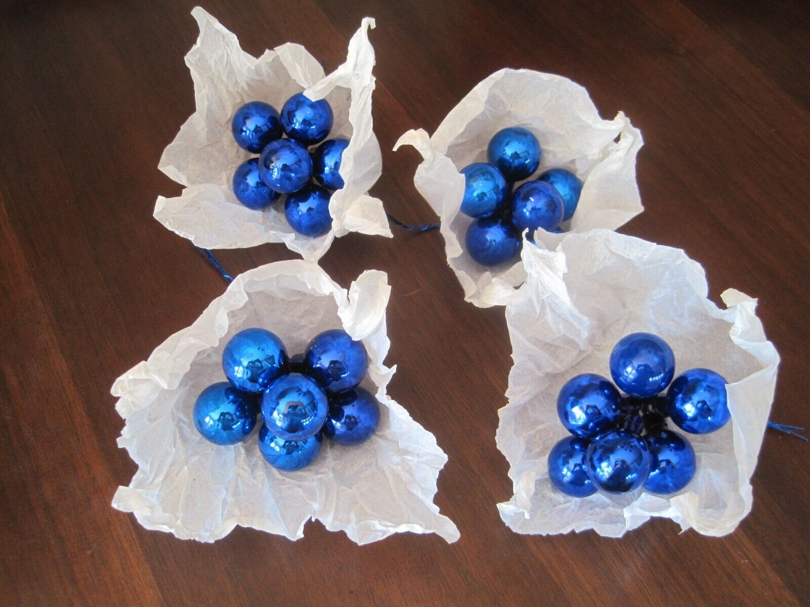 24 VTG Blue Christmas Mercury Glass 25mm Balls Floral Picks - Taiwan