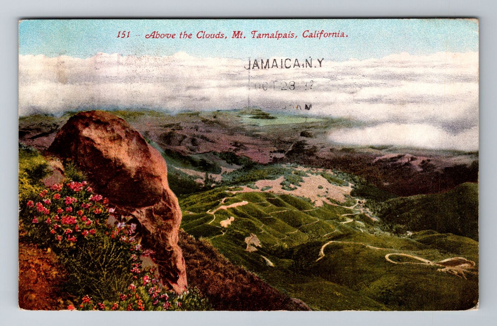 Mt Tamalpais CA-California, Above The Clouds, Antique, Vintage c1912 Postcard